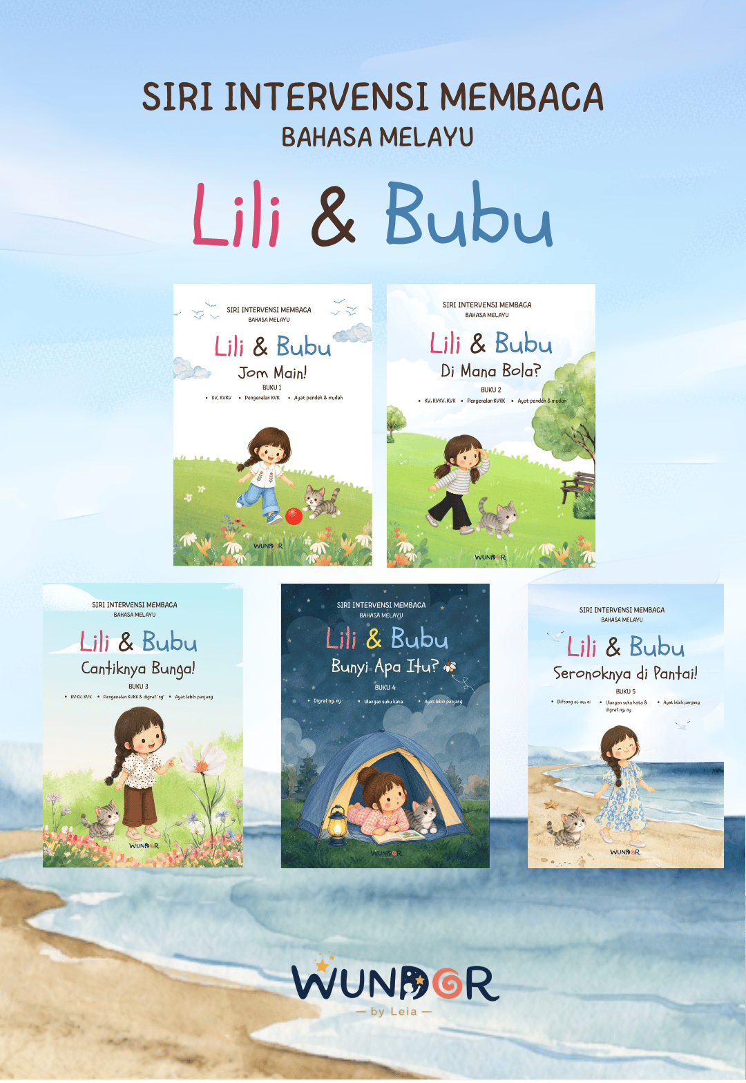 Kombo Lengkap 5 Buku — Siri Intervensi Membaca Lili & Bubu